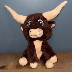 GOFFA 12” stuffed longhorn bull steer sitting up smiling stuffed plush